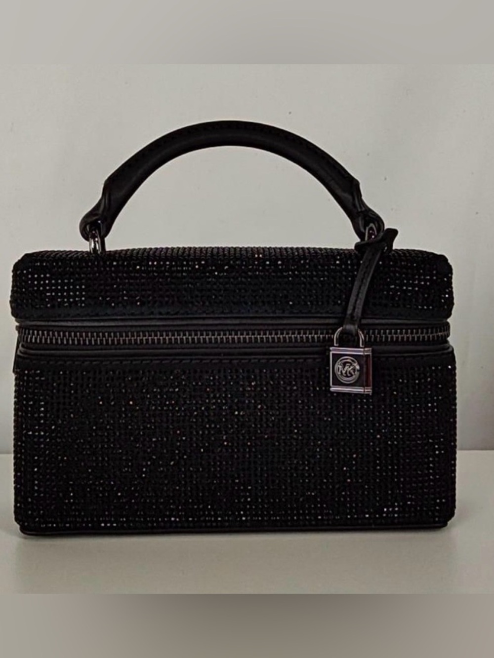Michael Kors Black Crystal-Embellished Top Handle Mini Bag